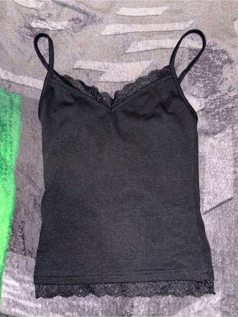 Black Lace-Trim Cami Tank Top